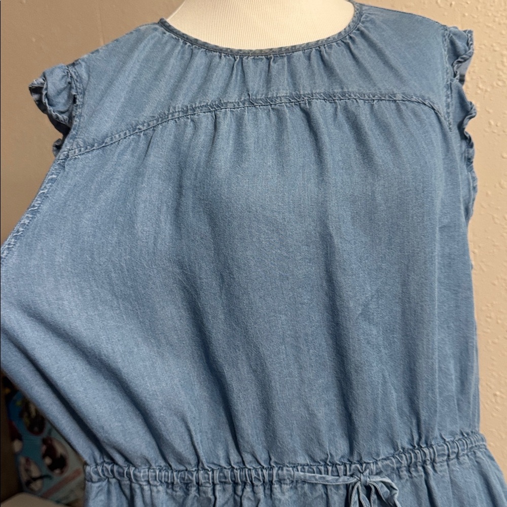 Time and Tru Denim Blue Ruffle Dress With pockets - Picture 12 of 12